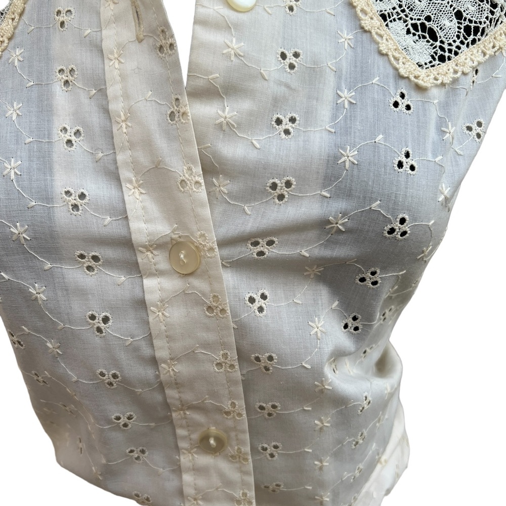 M. BIANCHI CALIFORNIA Vintage Eyelet Ruffle Hem Skirt & Button Down Top AMAZING! - Picture 9 of 16